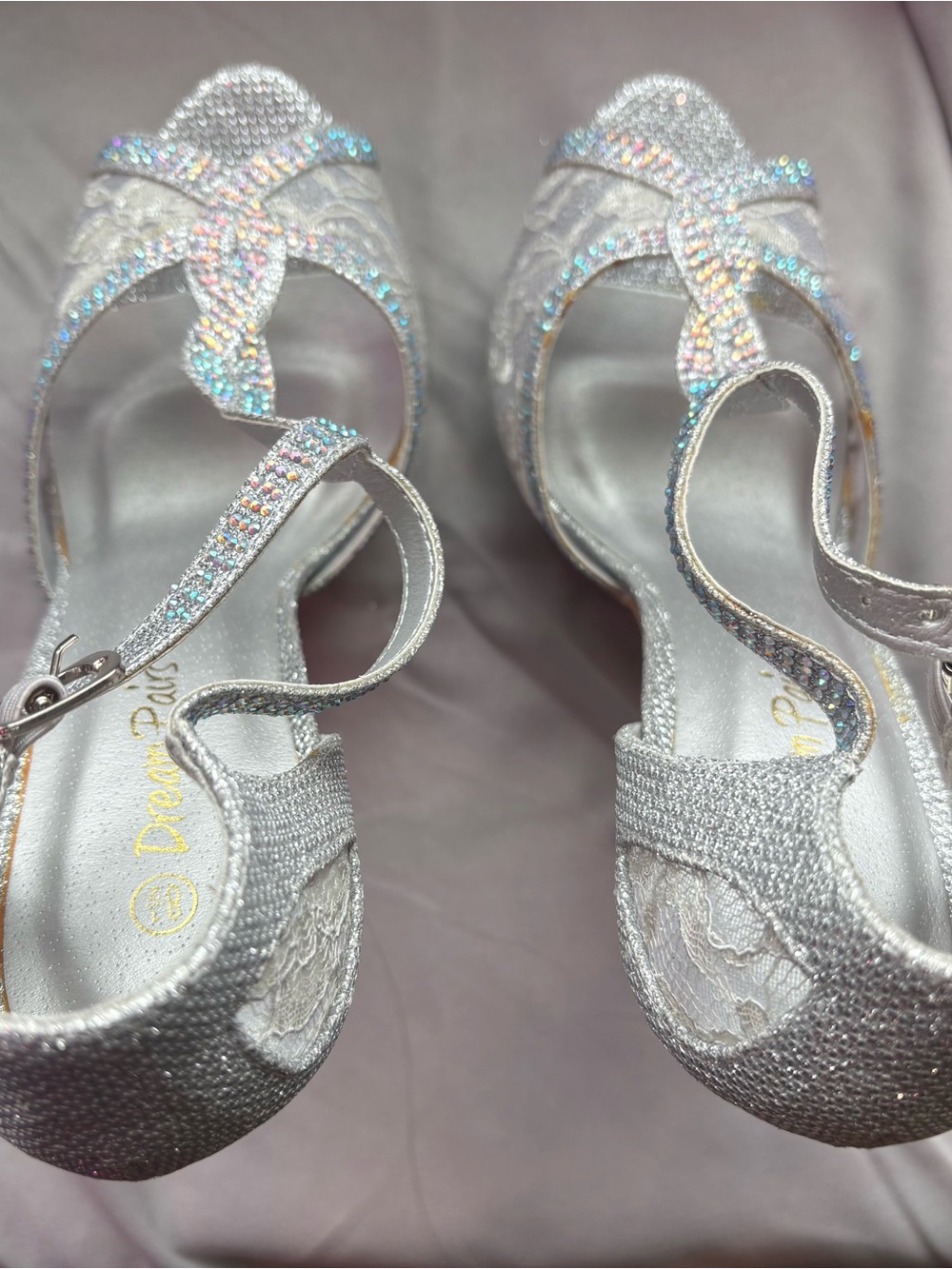 Dream Pairs Silver Rhinestone Lace Sandals - Women's Dress Heels